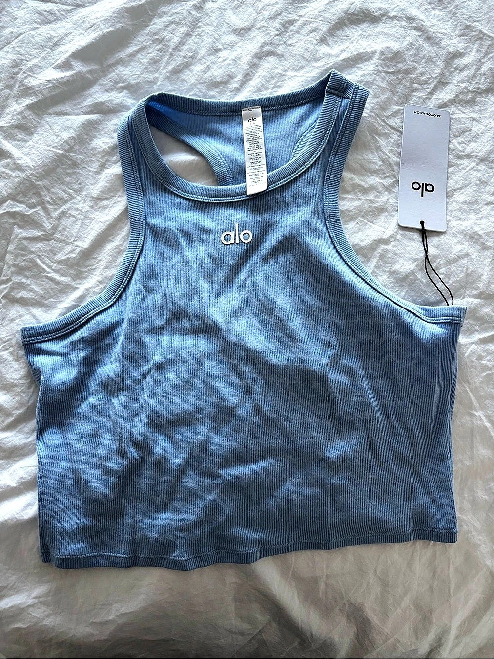 alo Ribbed Tank Top in Blue Size Large NWT